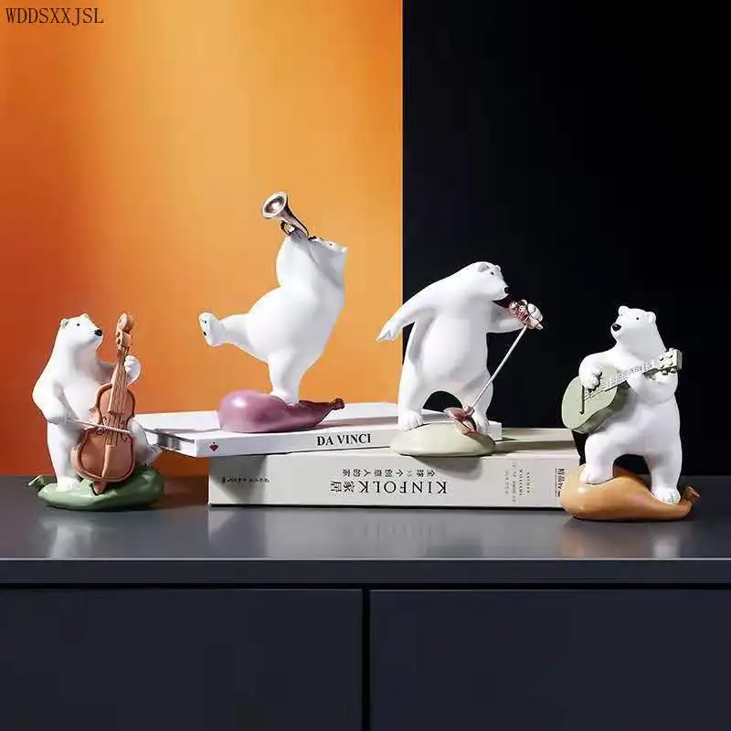 

WDDSXXJS Creative Simulation Animal Sculpture Resin Crafts Cute Sports Bear Decoration Resin Ornaments Home Decoration