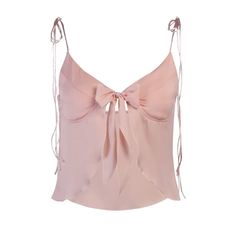 

Summer new lace up bow vest 21504d sexy slim sling vest