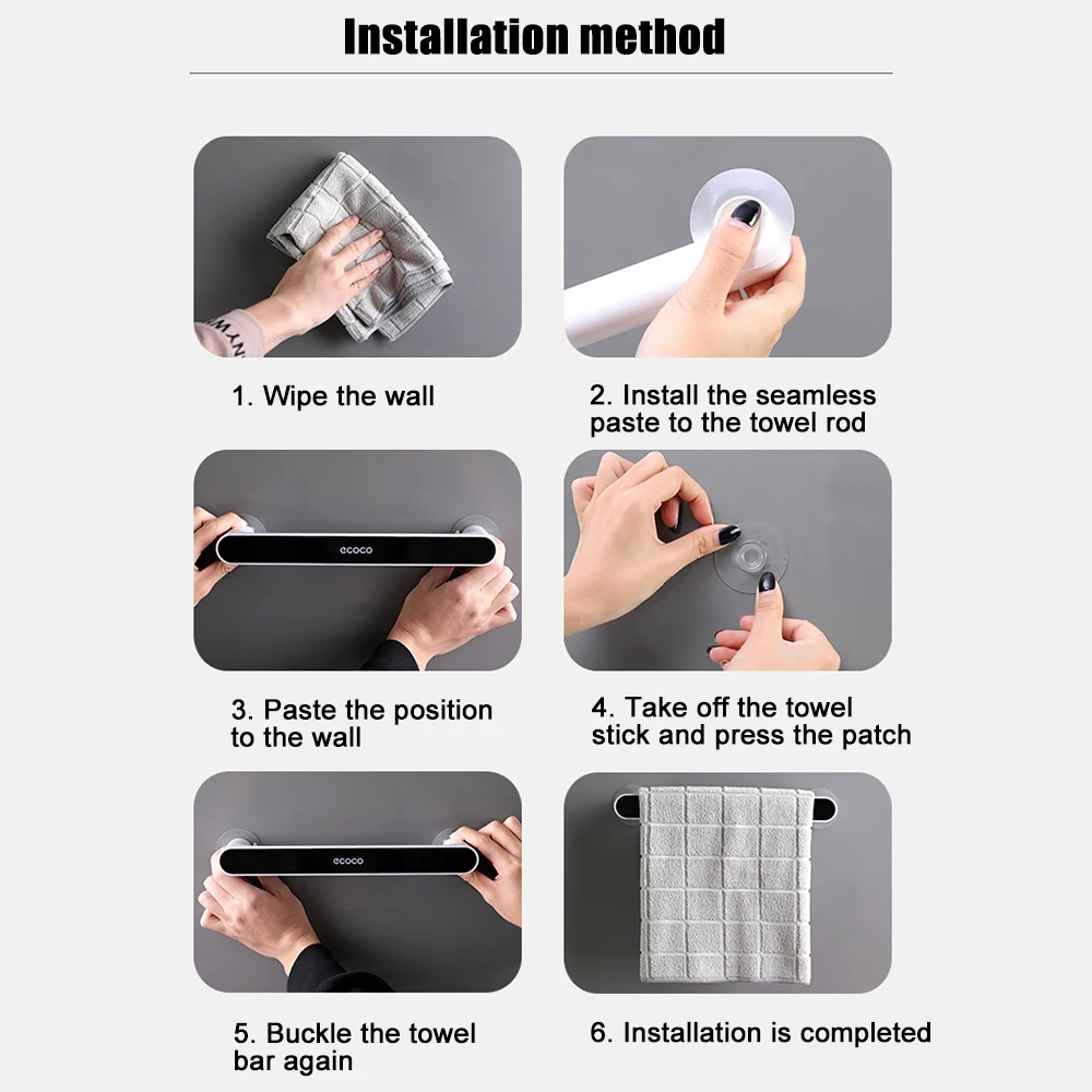 

Self-adhesive Towel Holder Wall Mounted Towel Hanger Bathroom Towel Bar Wall Hanging Bathroom Organizer Storage Shelf