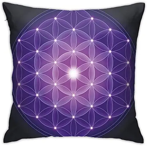 

Personalized Abraction Flower of Life with ars Symbol Sacred Geometry Ancient Print Decorative Pillow Cover Printed Zipper Throw
