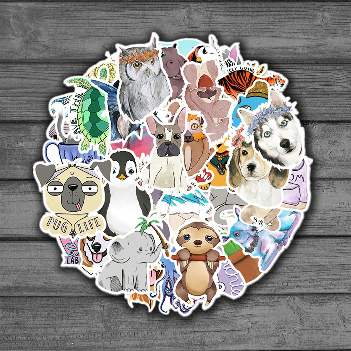 Pegatina para ordenador port&aacute;til para ni&ntilde;os, 50 Uds., dibujos animados de animales, perro, Pvc, grafiti, juguete, calcoman&iacute;as, equipaje, escritorio mezclado, muebles de motocicleta-0