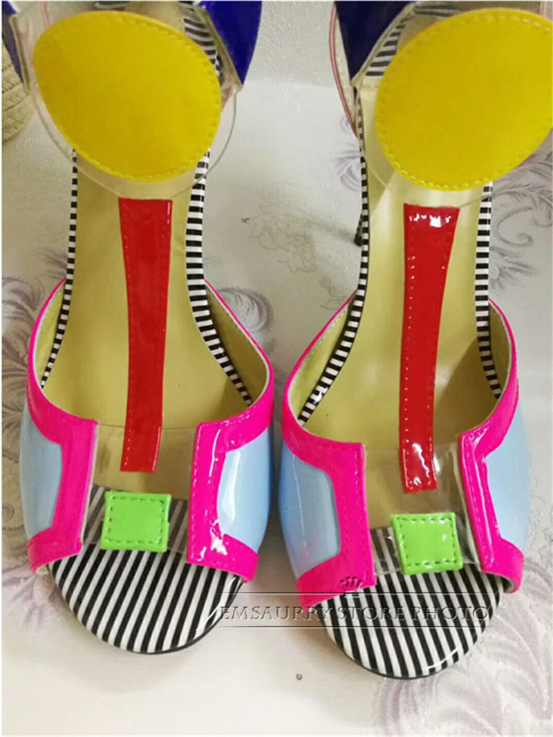 Милые прозрачные сандалии-гладиаторы с открытым носком женские летние туфли из