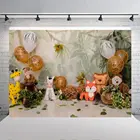 Фон с изображением джунглей животных с днем рождения торт разбивает лесу животные мальчики девочки 1-й 2-й день рождения 100 дней воздушные шары Вечеринка баннер