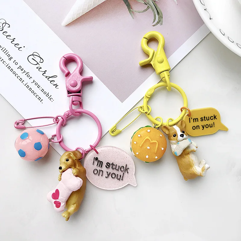 

Lovely Resin Animal Pet Dogs Key Ring Schnauzer Welsh Corgi Keychains Gift For Woman Jewelry Key Chain For Dog Lover Keychain