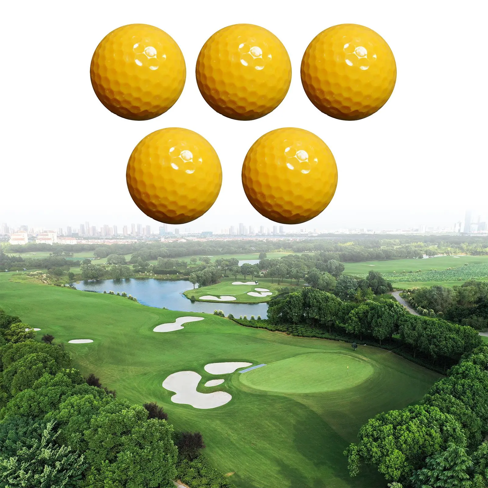 

New 5Pcs Golf Balls Beginners Practice Driving Range Training Double Layer Ball Rubber Hot sale Two-layer Golf Ball Training
