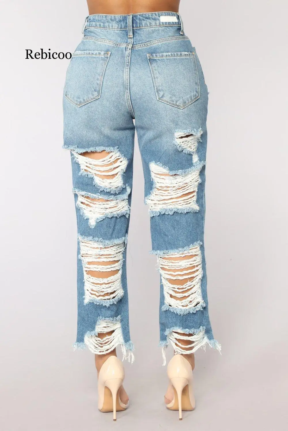 Женские сексуальные рваные джинсы для девочек с высокой талией женские