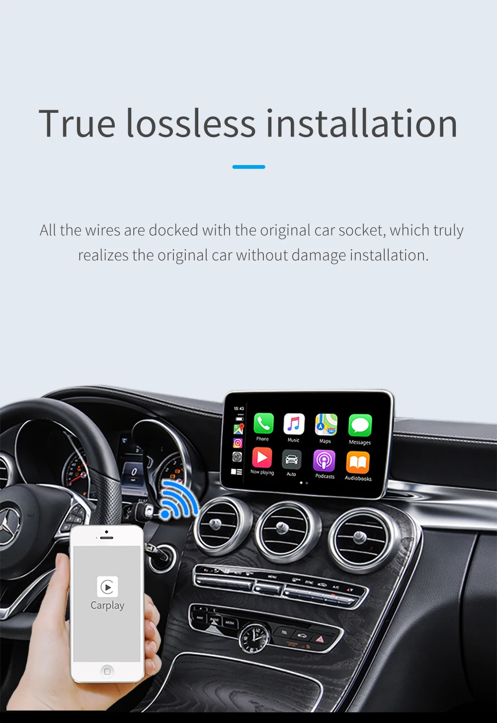 Carlinkit мультимедийный смарт-автомобиль модифицированный с Apple Carplay Android AutoBox для Mercedes NTG4.7- iOS AirPlay Для Benzs