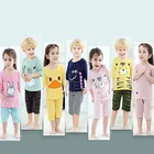 Летние Мультяшные пижамные комплекты для маленьких мальчиков и девочек Детские костюмы хлопковые Пижамные комплекты для малышей мальчиков детская одежда