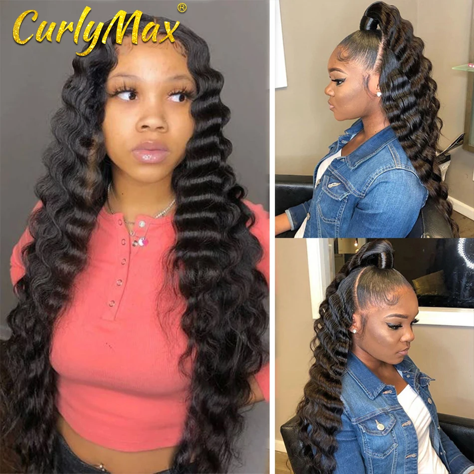 CurlyMax Losse парик с глубокими волнами 13х4 4х4 кружевные накладные человеческие волосы