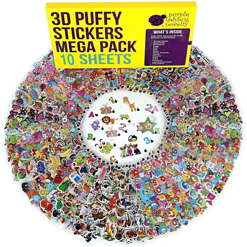 

10 Sheets Different 3D Cartoon Stickers Pegatinas Funny Toy Scrapbook Phone Sticker Cute Animals Tiger For Children Gifts