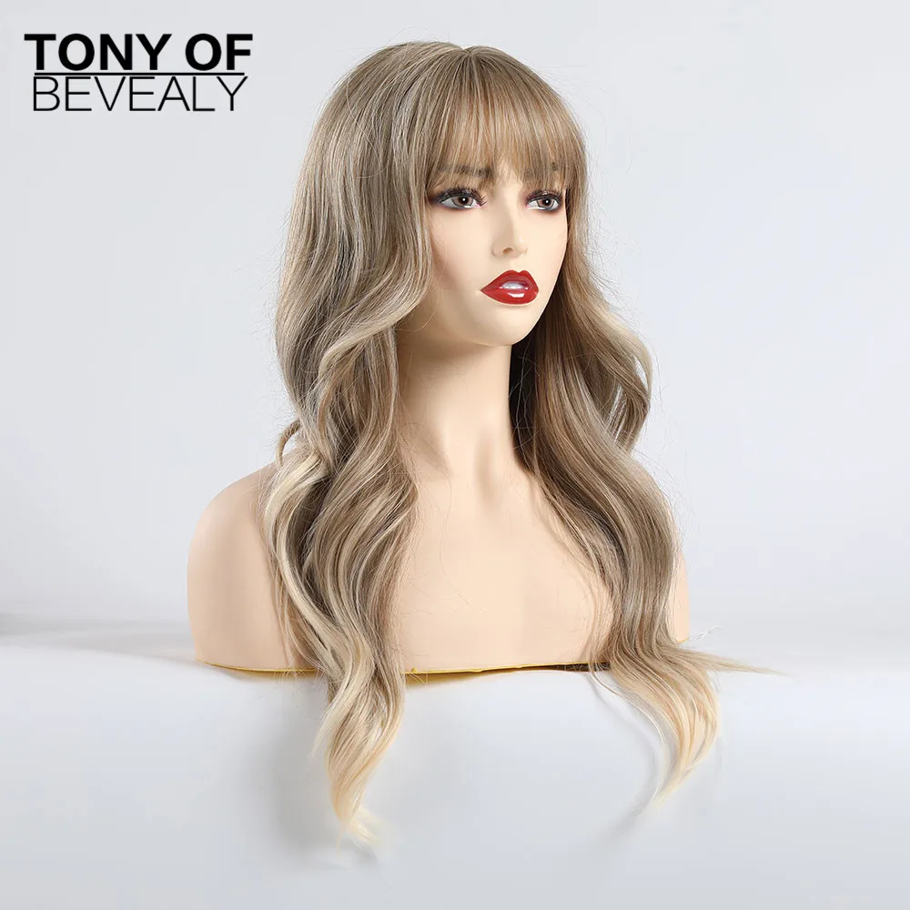 Женские длинные волнистые парики из блонд с эффектом омбре пушистой воздушной