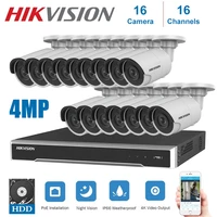 hikvision 4k network 16 channels poe nvr video surveillance with 16 pcs ip camera security night vision cctv security system kit