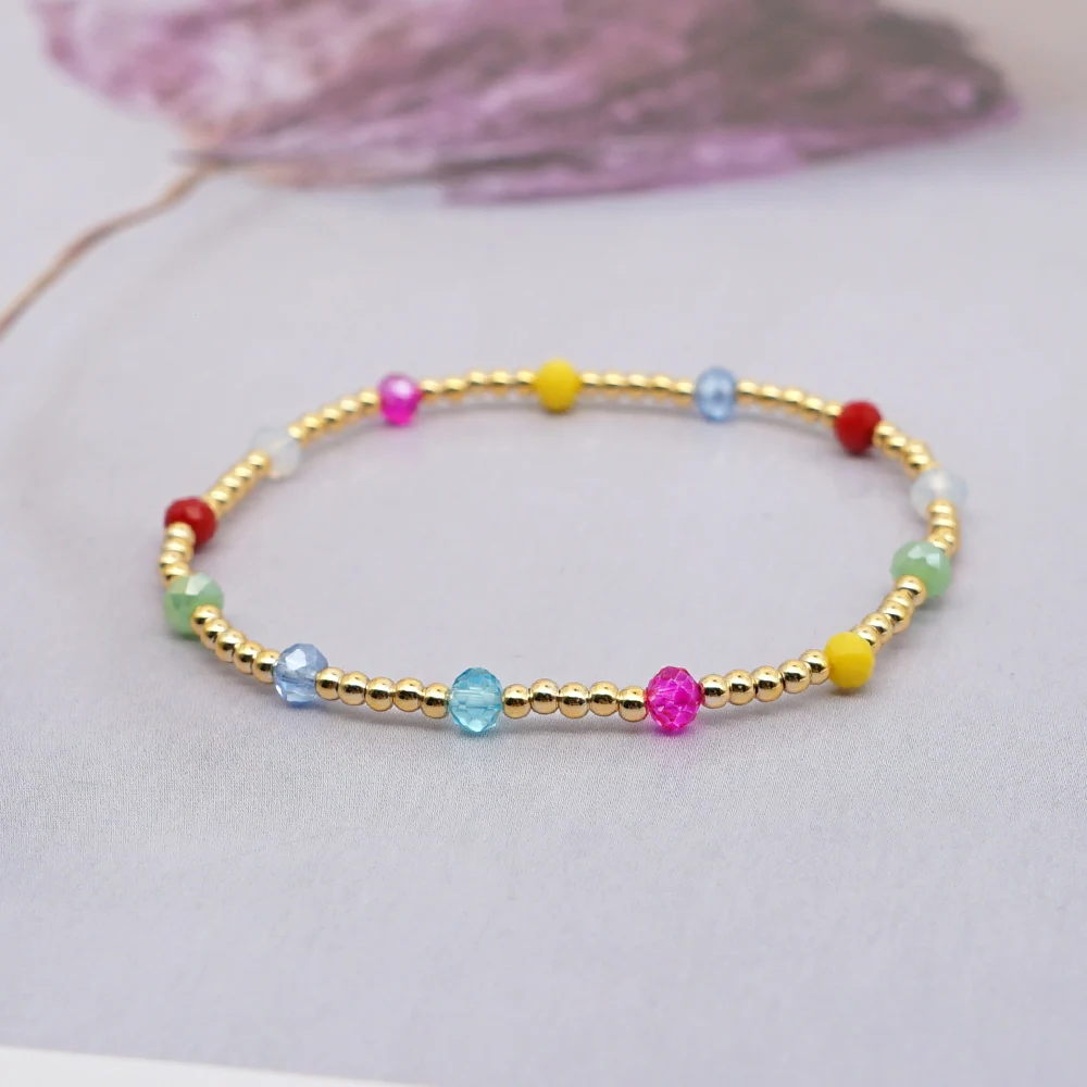 

GO2BOHO Bracelet For Women Boho Jewelry Colorful Crystal Beads Bracelets Female Armband Pulseras Fadeless Gold Plated Bead