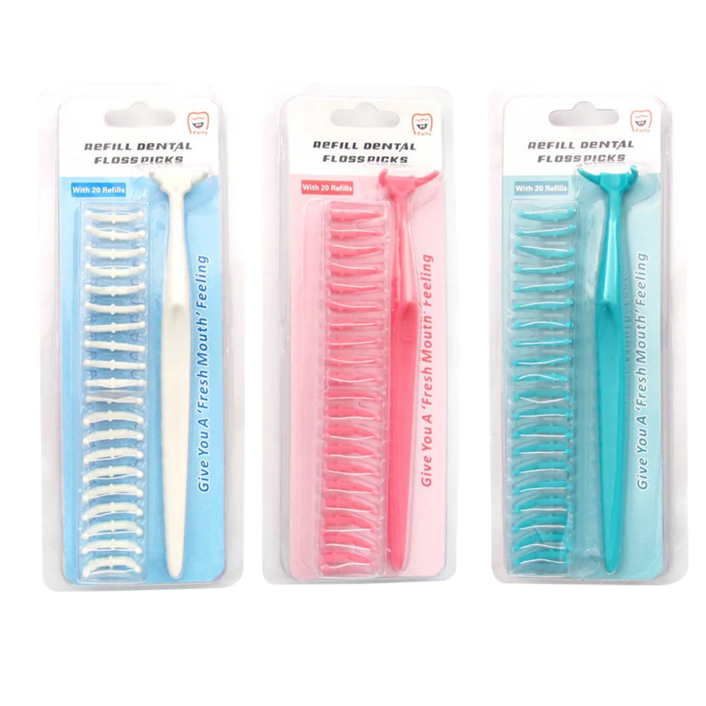 

20pcs Replacement Dental Floss Head Disposable Interdental Brush Teeth Cleaner Interdental Brush Teeth Pick with Teeth Stick