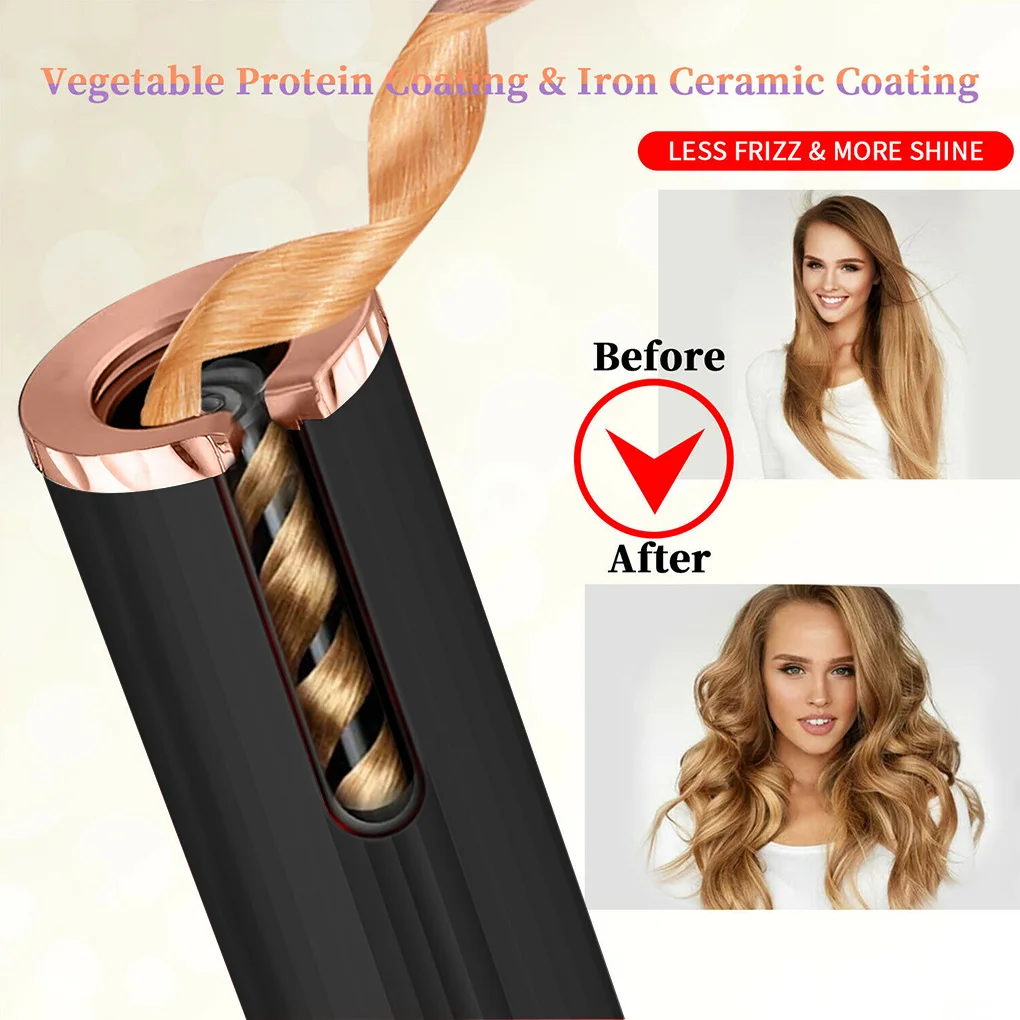 

Automatic Hair Curler Auto Ceramic Wireless Curling Iron Hair Waver Tongs Beach Waves Iron Curling Wand Air Curler USB Cordless