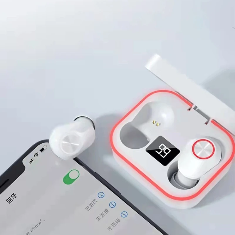 M8 Wireless BT v5.1 Sports Earphones Breathing Light Digital Display TWS Headsets BT 5.1 Auto Pairing Earbuds