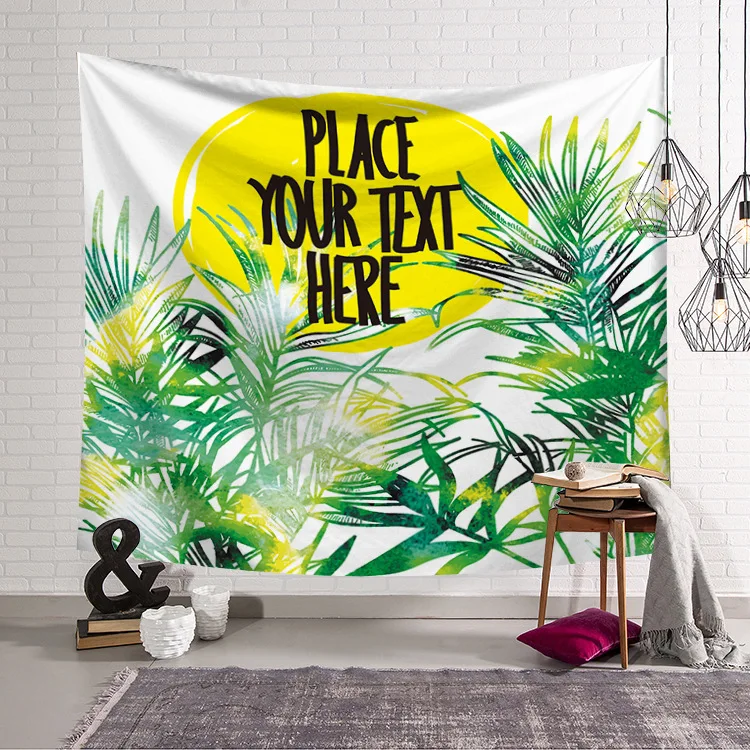 3D зеленый гобелен с изображение листьев тропических растений настенный дом