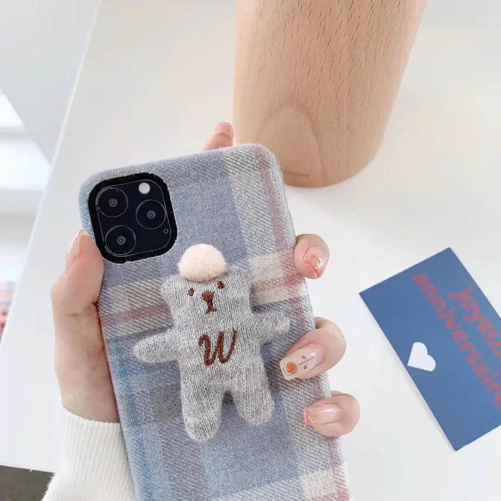 ORYKSZ 3D Ткань текстуры медведь чехол для телефона iphone 11 11Pro Max XR X Xs 7 8 6 6s plus ультра