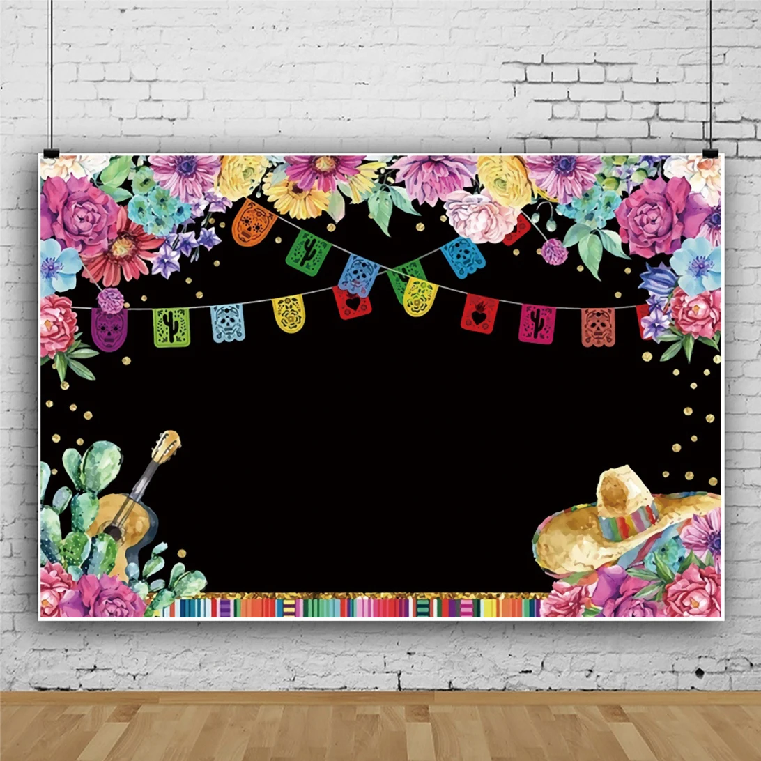 Виниловый фон для студийной фотосъемки с изображением пятых мая Мексики кактуса