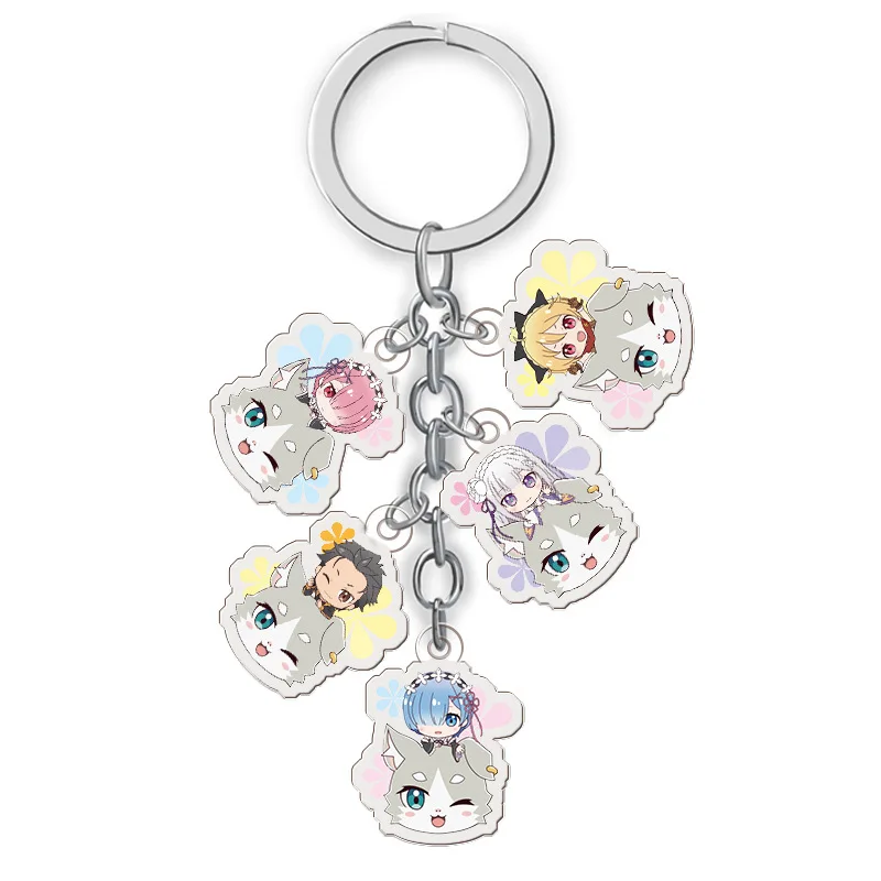 

Anime Re:Life in a different world from zero Keychain Acrylic Pendants Cute Cartoon Bag Key Chains Cosplay Jewelry Gift