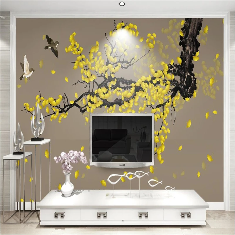 3diplaw большой заказ росписи обои любой размер Ginkgo ручная роспись ручка и цветок