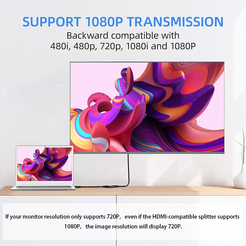 1080P совместимому с HDMI кабель сплиттер 1 в 2 из адаптер Папа-мама конвертер