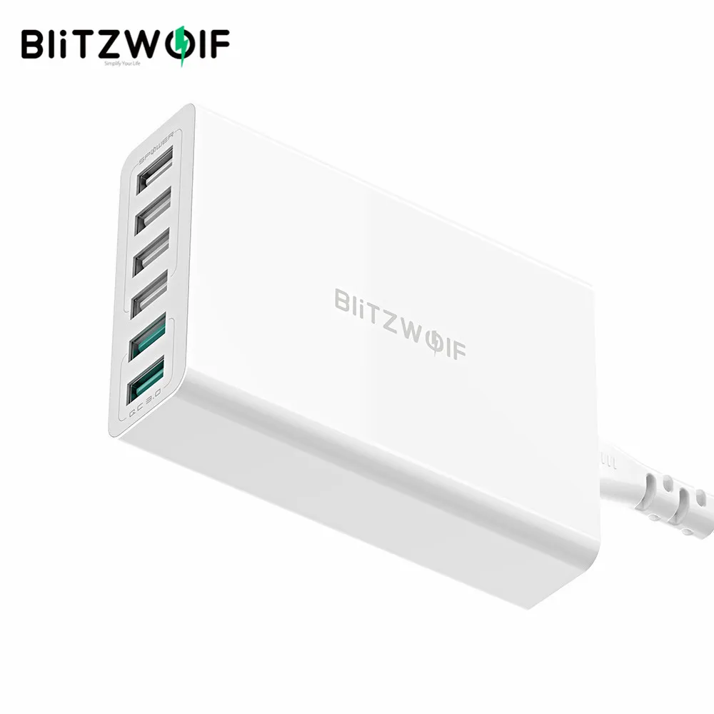 

BlitzWolf BW-S15 60W 6-Port USB Charger Dual QC3.0 Desktop Charging Station Smart Charger EU AU US Plug Adapter with 1.5m Cable