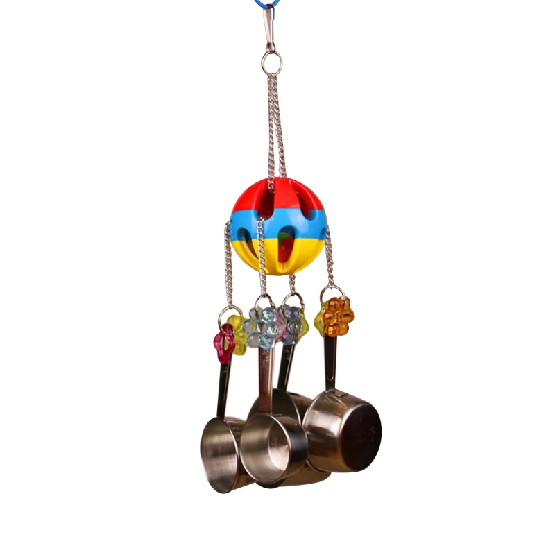 

Милый Попугай игрушки для домашних птиц попугай подняться укус жевать с подвесной качающийся колокол мяч Игрушки для птиц для домашних жив...