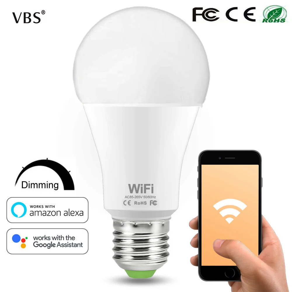 15 Вт умный Wi-Fi светильник лампа затемнения яркость E27 база E26/B22 Светодиодный лампы совместимы с Amazon Alexa Echo Google Home Assistant