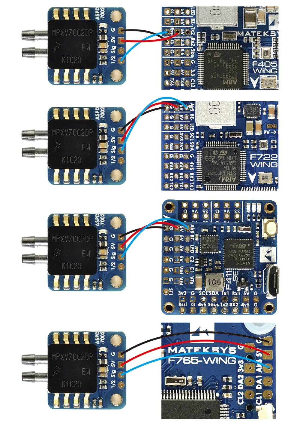 Matek System Mateksys аналоговые скорости полета Сенсор ASPD-7002 для Радиоуправляемый гоночный Дрон с видом от первого лица рамка F405 F722 F411 F765 крыло