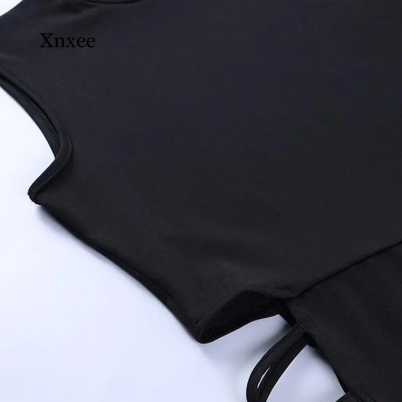 

2021 Y2K Sexy Split Bandage Sleeveless Dresses Women Fashion Summer Skinny Slim Bodycon Elegant Club Party Hollow Dresses Outfit