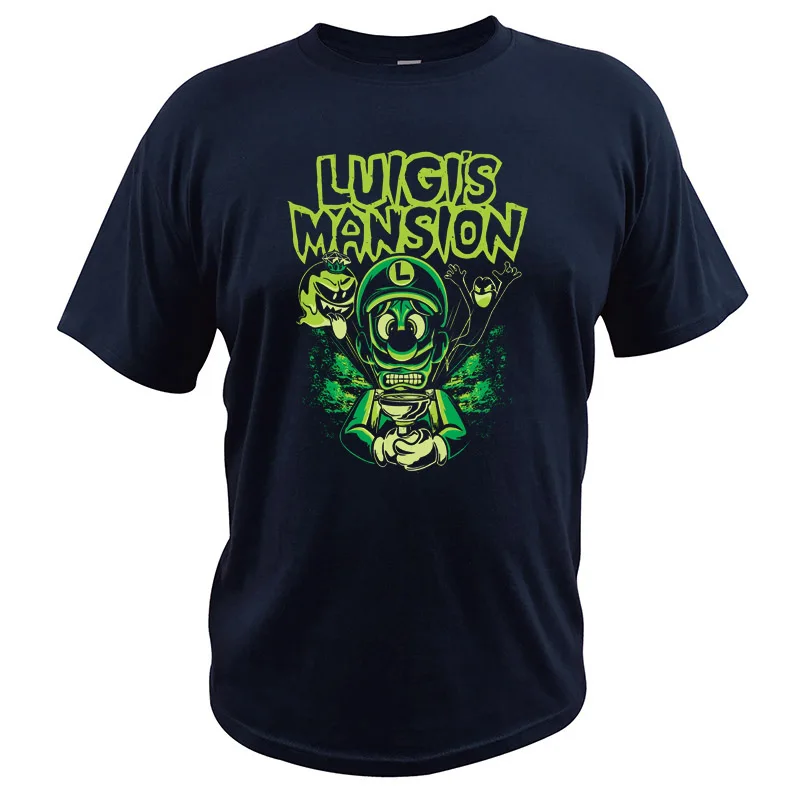 Тёмно-синий Luigi's Mansion 3 футболка футболки для видеоигр Мэрилин Мэнсон Луиджи цифровая печать хлопок дышащие топы высокого качества - Цвет: Тёмно-синий