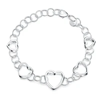 925 sterling silver fashion personality simple love five flat hollow peach heart bracelet couple party gift high quality jewelry