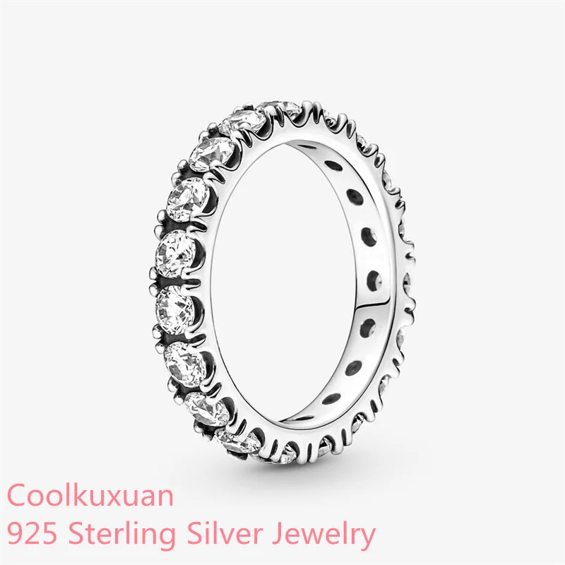 

Sparkling Row Eternity Ring Authentic 925 Sterling Silver Jewelry Ring For Woman Silver Rings For Jewelry Making