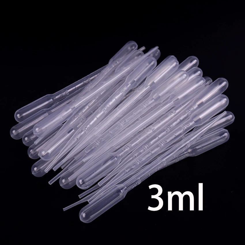 100PCS 3ML Pipettes Plastic Disposable Graduated Pasteur Pipette Dropper Polyethylene Makeup Tools Laboratory Tools