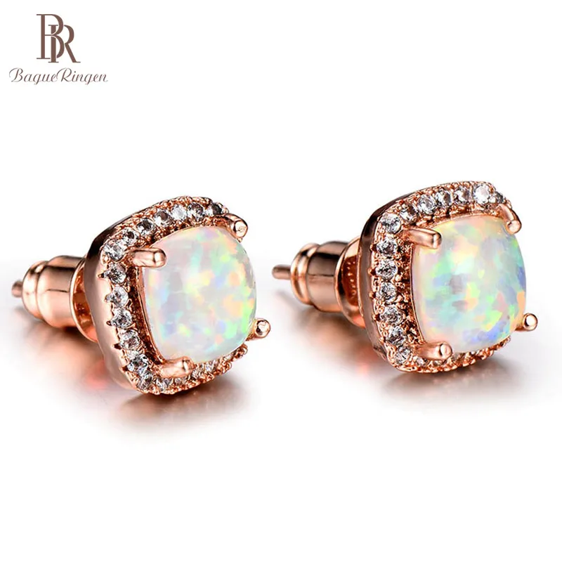 Женские серьги гвоздики с опалом Bague Ringen свадебные из стерлингового серебра 925