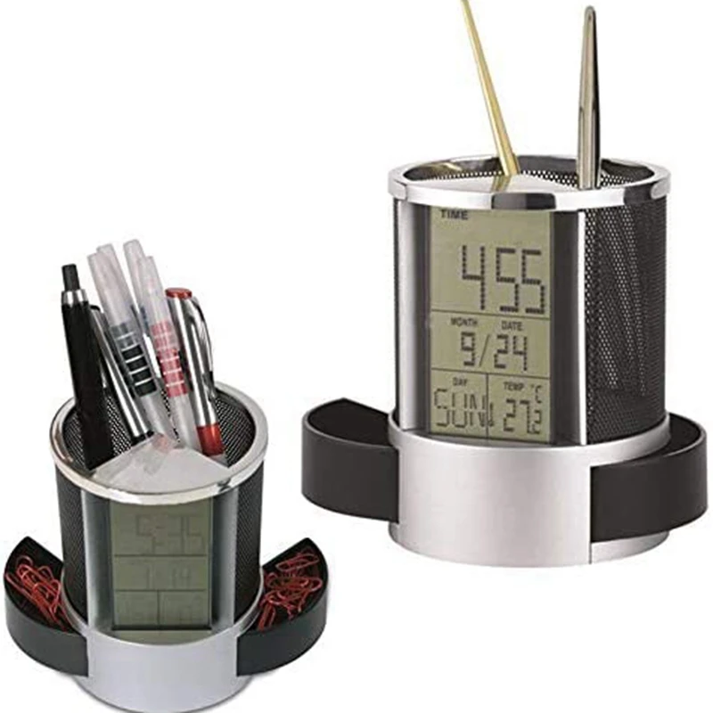 Цифровая ручка держатель настольный ЖКД будильник сетчатая подставка для ручек