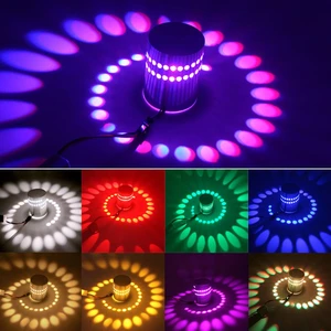 3W RGB LED Wall Light Lamp Spiral Hole Luminous Lighting Sconce with Controller for KTV Bar Restaurant Decor