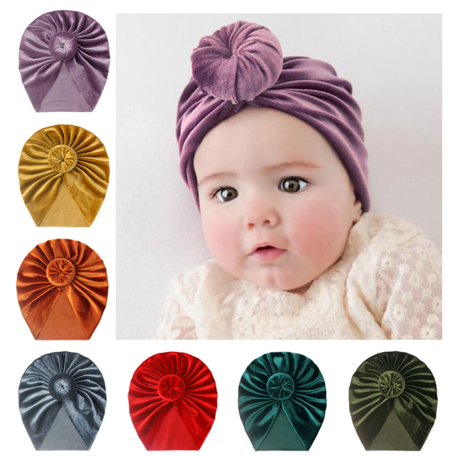 

Newborn Baby Headband Baby Girls Headwrap Toddler Kids Baby Boys Girls Solid Knotted Hat Beanie Headwear Cap Hair Accessories