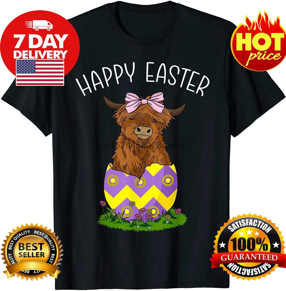 Счастливая Пасха шотландская рубашка с изображением коровы пасхальное яйцо