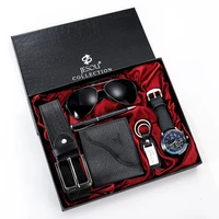 6pcs set boutique gift set glasses belt wallet keychain large dial quartz watch pen couple watches pair men and women