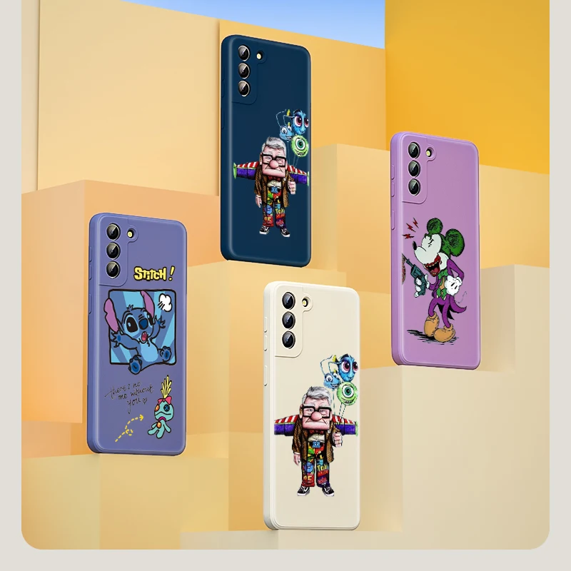 

Cute Stitch Mickey Phone Case For Samsung Galaxy Note 20 10 S21 S20 FE S10 Ultra Plus Lite Pro 5G Liquid Silicone TPU Capa