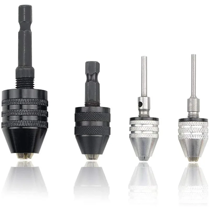 

4PCS Drill Chuck Quick Change Adapter Mini 3-Jaw Drill Chuck Screwdriver Adapter Electric Drill Conversion Chuck Set