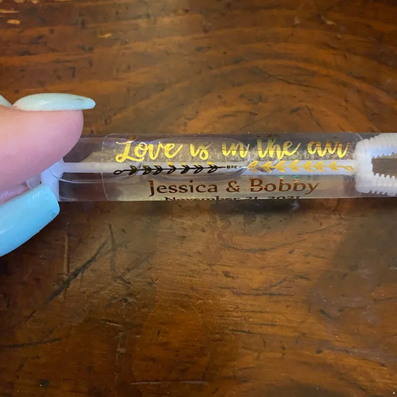 100 персонализированные свадебные этикетки с пузырьками фольгированные