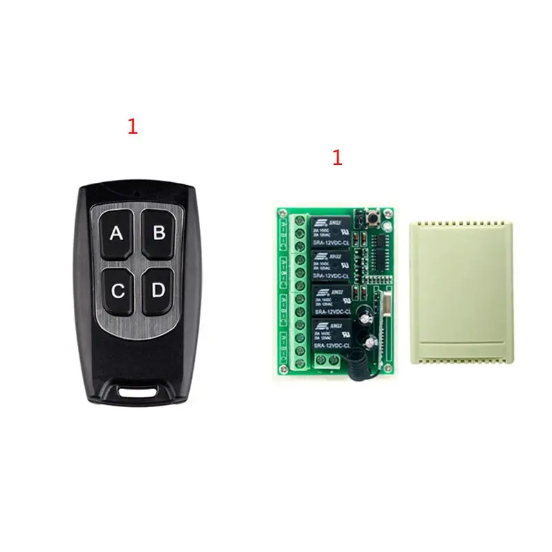 

433Mhz Wireless Remote Control RF Switch 4CH Relay Receiver Module Transmitter