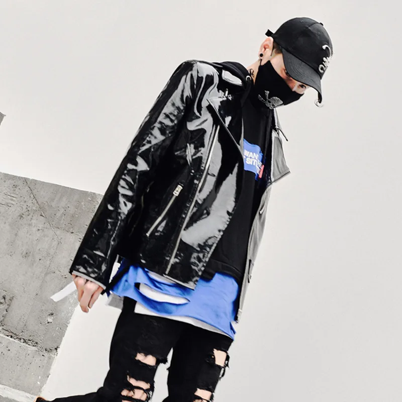 Мужская кожаная куртка в стиле панк повседневная мотоциклетная хип хоп уличная