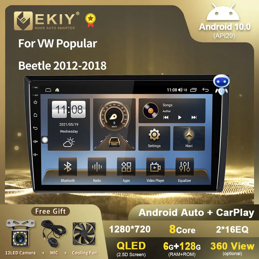

EKIY 6 + 128G DSP Android 10 Авторадио для Volkswagen VW популярный Beetle 2012-2018 Автомобильный мультимедийный DVD-плеер навигация GPS no 2din