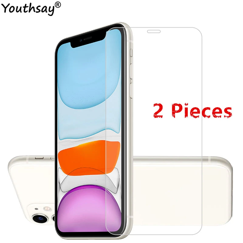Protector de pantalla de vidrio templado 9H para iPhone 11, Protector de pantalla de vidrio para iPhone 12 Pro Max 12 Mini, 2 uds.-0