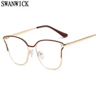 Очки Swanwick с защитой от сисветильник, кошачий глаз, в металлической квадратной оправе, оптические женские прозрачные линзы красного, черного цветов