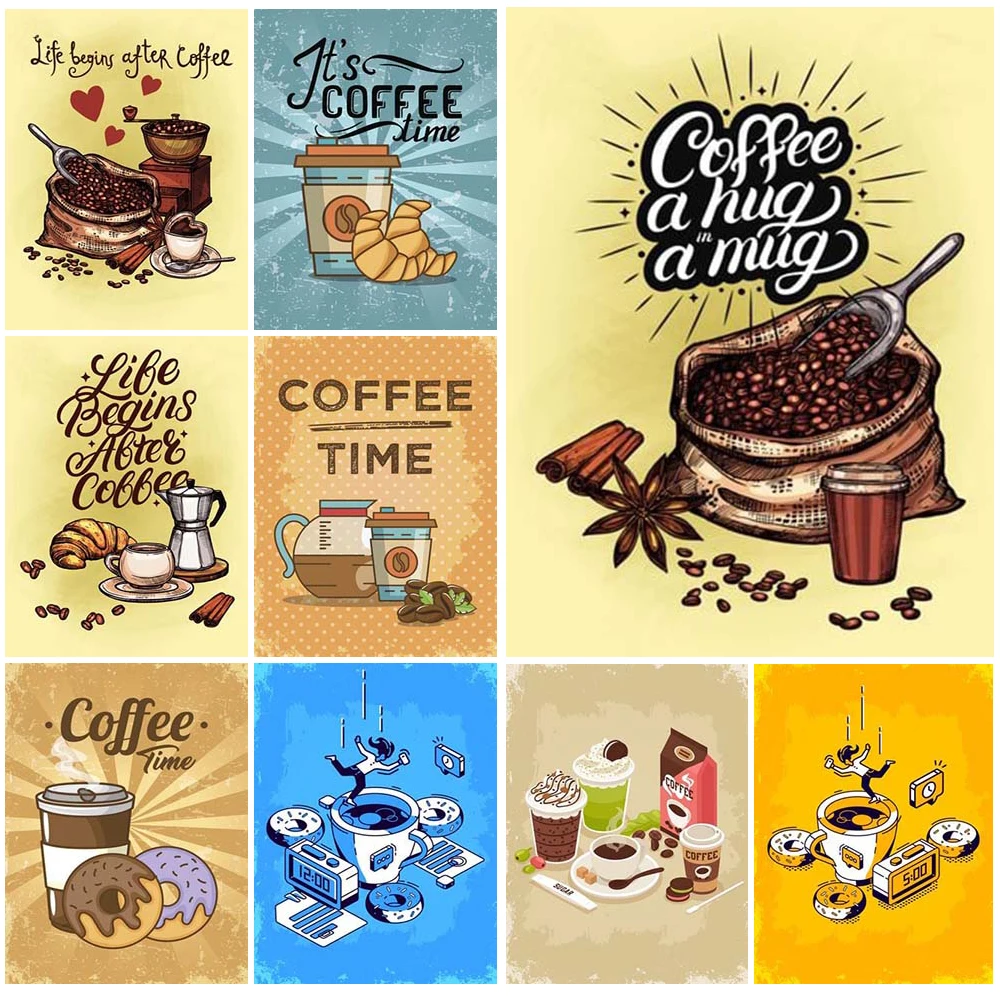 

Coffee Time Beans Quotes Cafe Wall Pictures For Kitchen Room Shop Still Life Nordic Poster Wall Art Canvas Painting Unframed